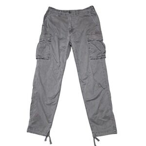 American Eagle Gray Cotton Cargo Pants Relaxed Fit Military Style Casual 30 x 32